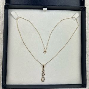 Bloomingdale's Two Tone 925 Sterling Silver Infinity Necklace Quiet Luxury Glam